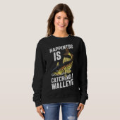 Das Glück beim Fischfang fängt ein Walleye Sweatshirt (Vorne ganz)
