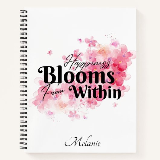 Das Glück blüht aus dem Inneren des Notebooks Notizblock (Vorderseite)