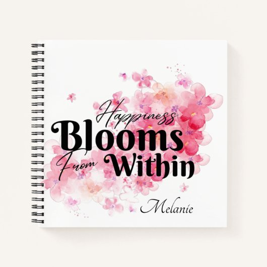 Das Glück blüht aus dem Inneren des Notebooks Notizblock (Vorderseite)