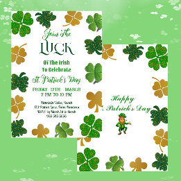 Das Glück der irischen St. Patricks Day Gold Green Einladung