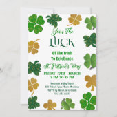 Das Glück der irischen St. Patricks Day Gold Green Einladung (Vorderseite)