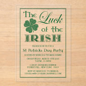 Das Glück des irischen Patrick's Day Acryleinladungen (Vorderseite)