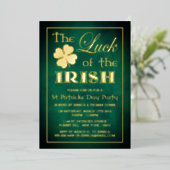 Das Glück des irischen St. Patrick's Day Party Folieneinladung (Stehend vorne)