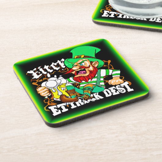 Das Glück des Irish St Patricks Day. Jetzt kaufen Getränkeuntersetzer (Linke Seite)