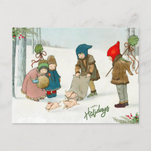Das Glück des Winters, Vintage  Postkarte
