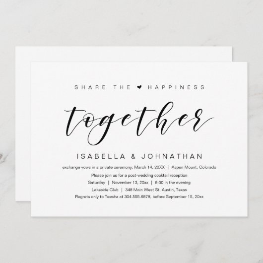 Das Glück gemeinsam teilen, Hochzeitsfeiern Einladung (Vorne/Hinten)