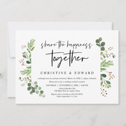 Das Glück gemeinsam teilen, Hochzeitsfeiern Einladung (Vorderseite)