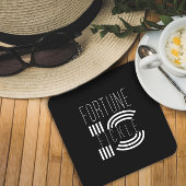 Das Glück ist ein wackeliges Sprichwort Schwarz-we Rechteckiger Pappuntersetzer