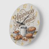 Das Glück ist eine gemütliche und einladende Küche Große Wanduhr (Winkel)