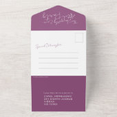 Das Glück nach der Hochzeitsfeier lila All In One Einladung (Außenbereich)