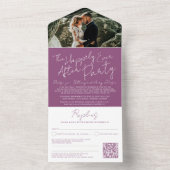 Das Glück nach der Hochzeitsfeier lila All In One Einladung (Innen Boden)
