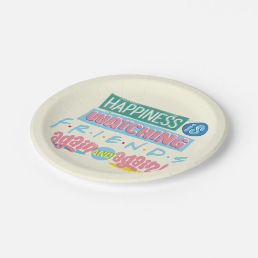 Das Glück sieht sich immer wieder FRIENDS™ an Pappteller (Schrägansicht)