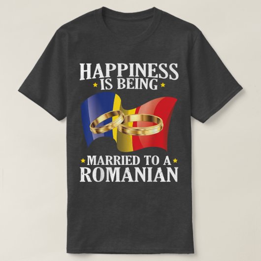 Das Glück wird einem rumänischen Ehemann Verheirat T-Shirt (Design vorne)