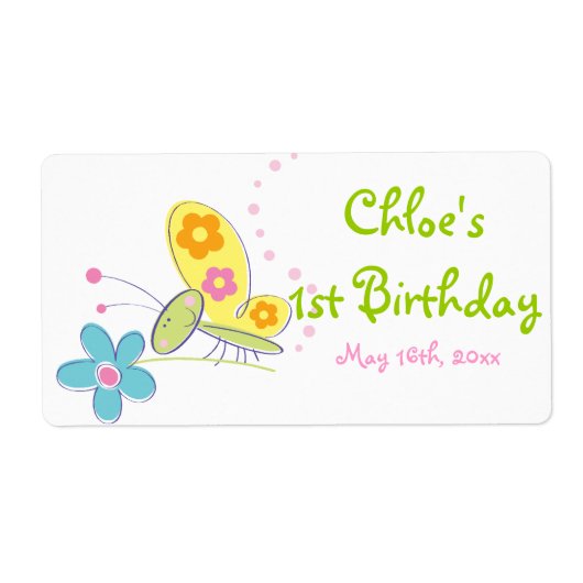 Das glückliche Butterfly-Etikett für die Geburtsta (Vorne)