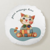 Das glückliche, farbenfrohe Patchwork ist einzigar Rundes Kissen (Vorderseite)