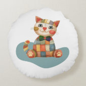 Das glückliche, farbenfrohe Patchwork ist einzigar Rundes Kissen (Rückseite)