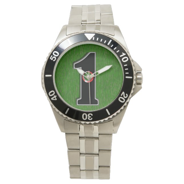 Das glückliche Golfer-Loch in einem Armbanduhr (Vorderseite)