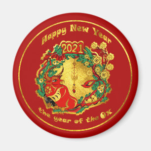 Das glückliche neue Jahr des Ochs in China Magnet