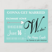 Das glückliche Paar, das wir Save the Date Postkar Ankündigungspostkarte (Vorderseite)