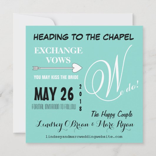 Das glückliche Paar, das wir speichern das Datum A Einladung (Rückseite)