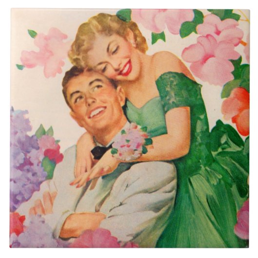 das glückliche Paar Fliese (Vorderseite)