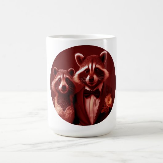 Das glückliche Paar Herr & Frau Racoon Kaffeetasse (Mittel)