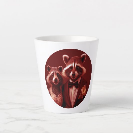 Das glückliche Paar Herr & Frau Racoon Milchtasse (Vorderseite)