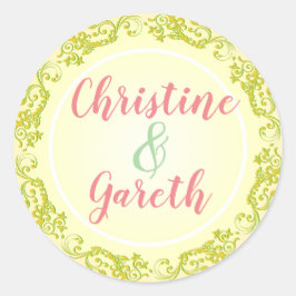 Das glückliche Paar. Zwei Namen auf einem Runder Aufkleber