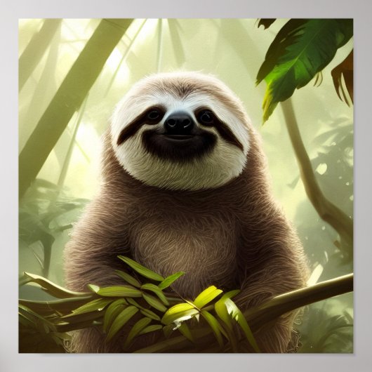 Das glückliche Sloth Digital Art Poster (Vorne)