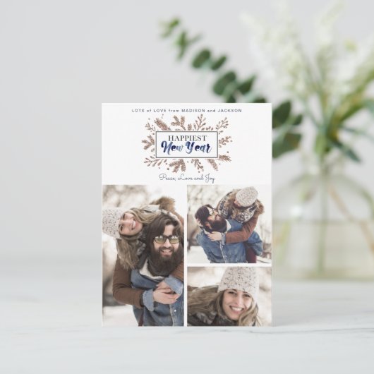 Das glücklichste neue Jahr | Postkarten | Neujahr (Stehend Vorderseite)