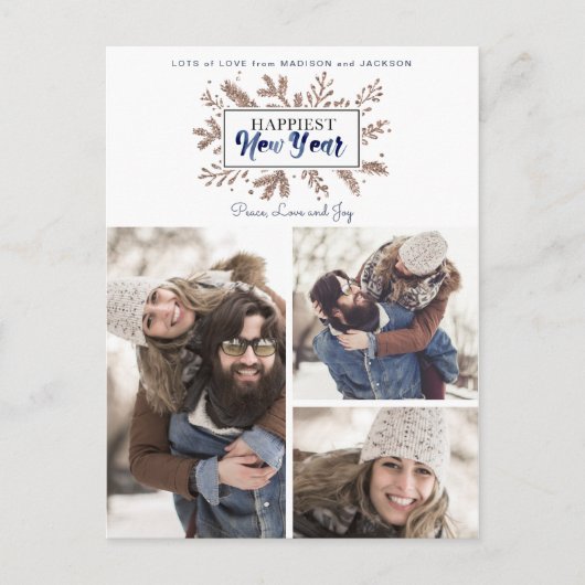 Das glücklichste neue Jahr | Postkarten | Neujahr (Vorderseite)