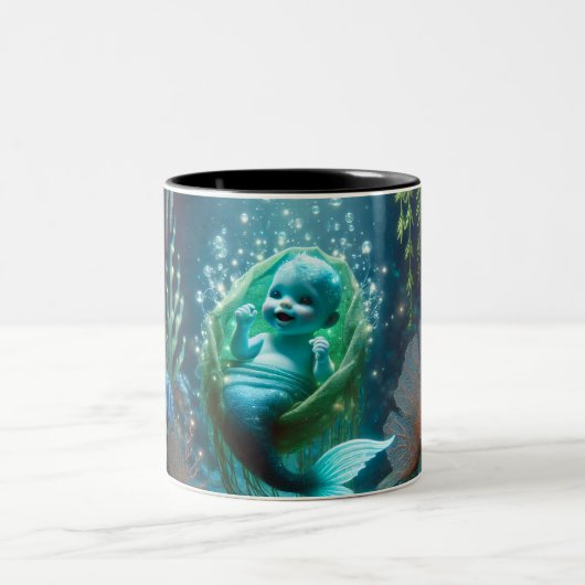 Das glühende Baby-Merchild Zweifarbige Tasse (Mittel)