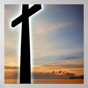 Das glühende Kreuz am Strandposter Poster