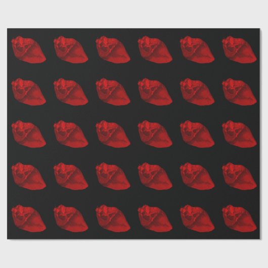 Das glühende rote Herz Vampire Goth Wrapping Paper Geschenkpapier (Flach)