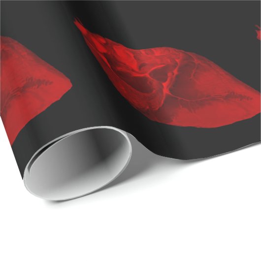 Das glühende rote Herz Vampire Goth Wrapping Paper Geschenkpapier (Rolleneckpunkt)