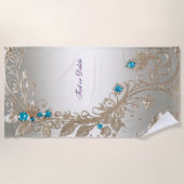 Das Gold Blue Stones Beach Handtuch schmücken (Vorderseite)