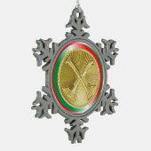 Das Gold-Bugle des Feuerwehrkapitän Schneeflocken Zinn-Ornament (Links)