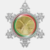 Das Gold-Bugle des Feuerwehrkapitän Schneeflocken Zinn-Ornament (Vorderseite)