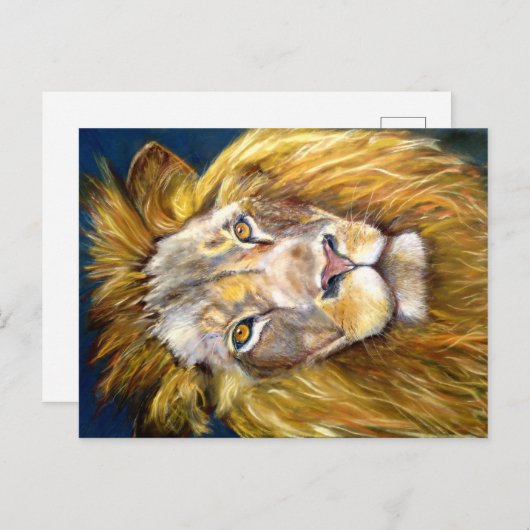 DAS GOLDEN LION CHALK PASTEL ZEICHNE POSTKARTE (Vorne/Hinten)