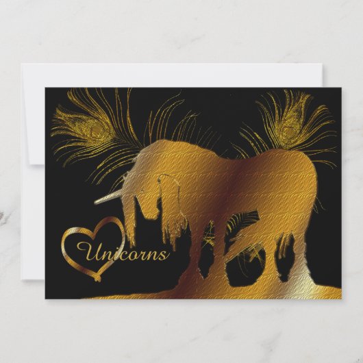 Das goldene Einhorn Einladung (Vorderseite)