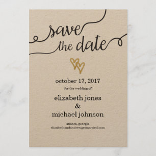 Das goldene Foil Hearts Kraft Paper Save the Date