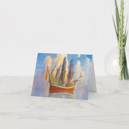 Das goldene Galleon von Newell Convers Wyeth Dankeskarte (Vorderseite)