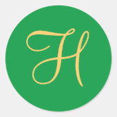 Das goldfarbene H auf dem Weihnachtsgrün Runder Aufkleber (Vorderseite)