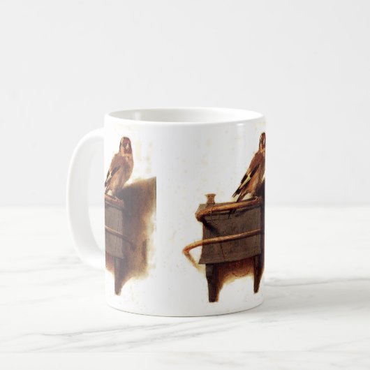 Das Goldfinch-Gemälde von Carel Fabritius Kaffeetasse (Vorderseite Links)