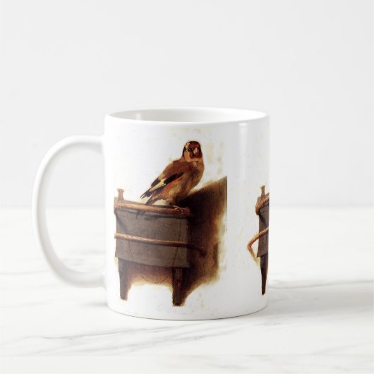 Das Goldfinch-Gemälde von Carel Fabritius Kaffeetasse (Links)