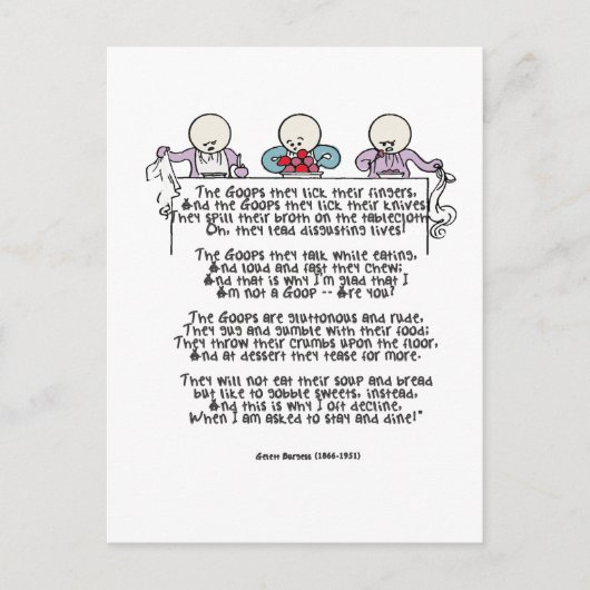 Das Goops lecken sie ihre Finger Postkarte (Vorderseite)