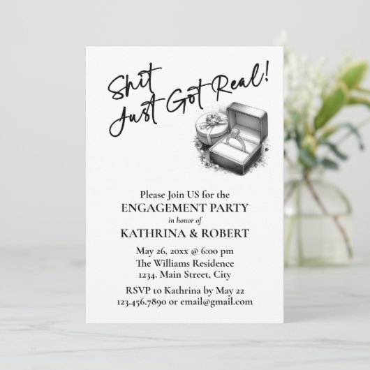 Das Got echt! Elegante Engagement-Partei Einladung (Stehend Vorderseite)