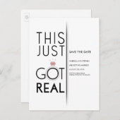 Das Got echt | Funny Save the Date Ankündigungspostkarte (Vorne/Hinten)
