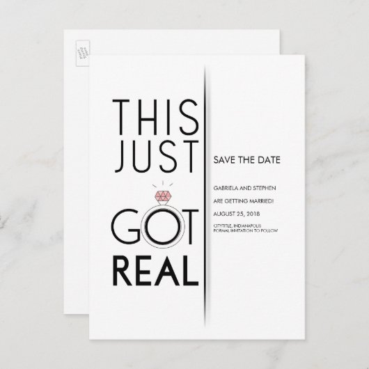 Das Got echt | Funny Save the Date Ankündigungspostkarte (Vorne/Hinten)