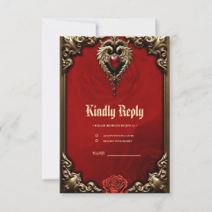 Das gotische Herz von Feuer und Gold RSVP Karte